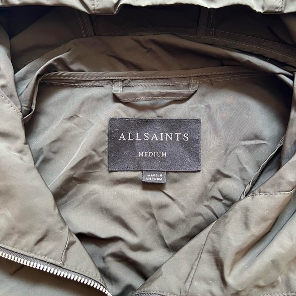 ALL SAINTS SHADOW KHAKI GREEN "CRAZE" TECH RAIN JACKET COAT - MEDIUM - Picture 6 of 8